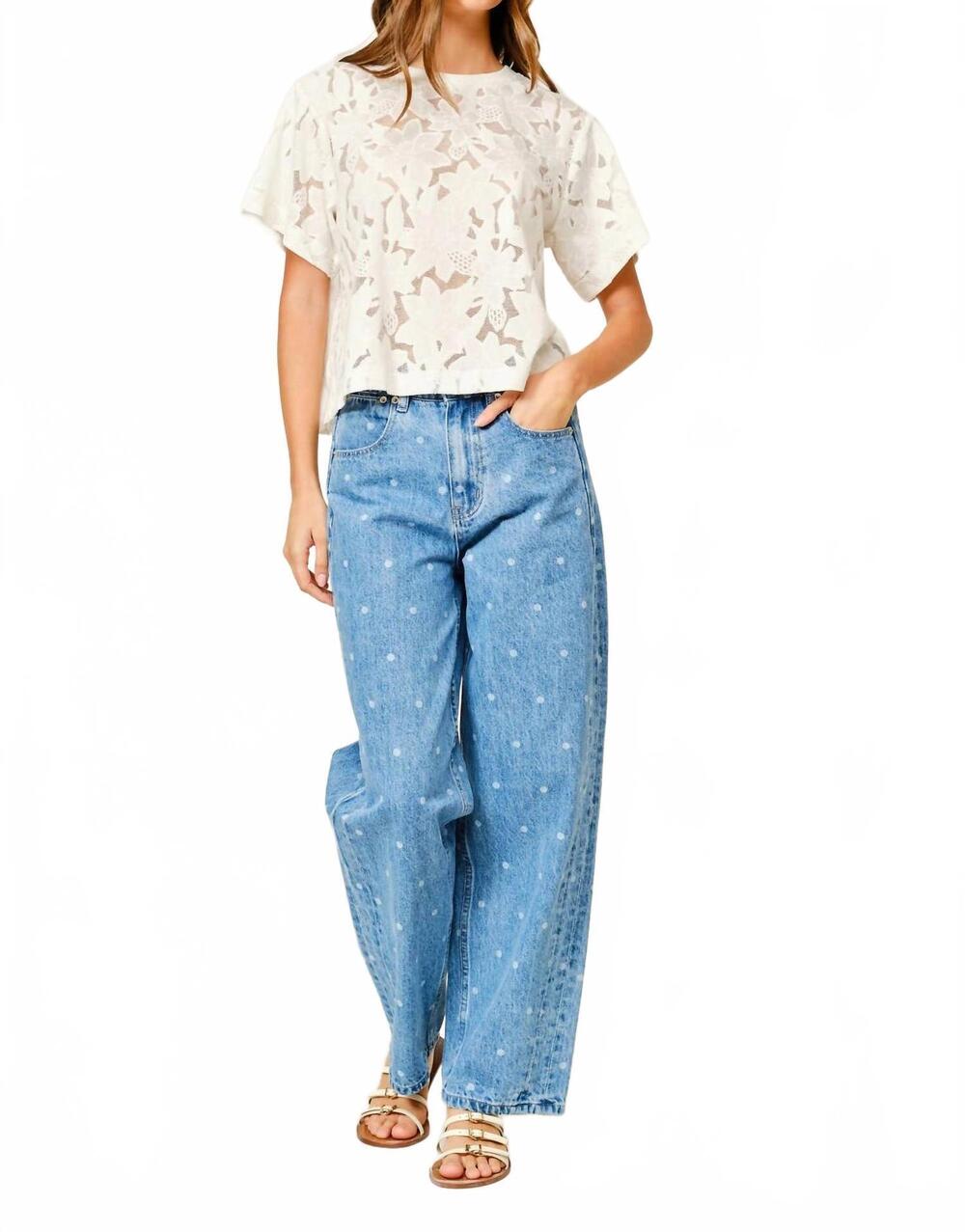 NEW AARON & AMBER desert bloom tee in white